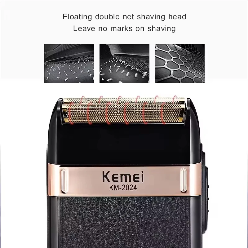 Kemei KM-2024 USB Charging Electric Shaver For Men Reciprocating Twin Blade Razor Shaver Beard Trimmer Shaving Machine