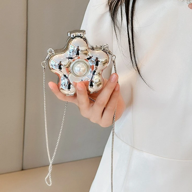 New Acrylic Lipstick Bag For Wommen High Quality Acrylic Shoulder Bag Flower Bow Bag Mini Change Key Crossbody Bag