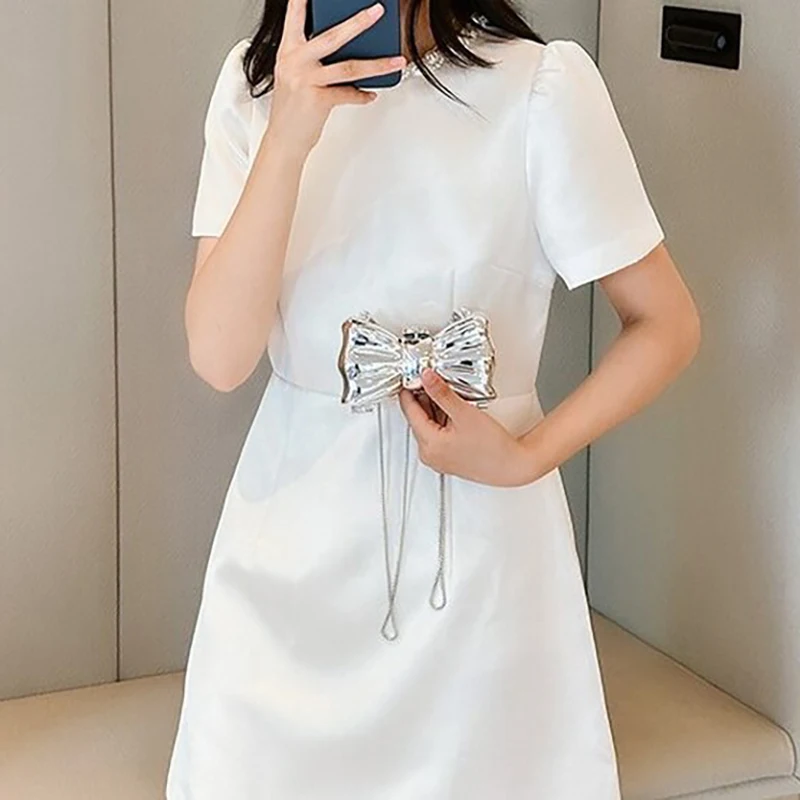 New Acrylic Lipstick Bag For Wommen High Quality Acrylic Shoulder Bag Flower Bow Bag Mini Change Key Crossbody Bag