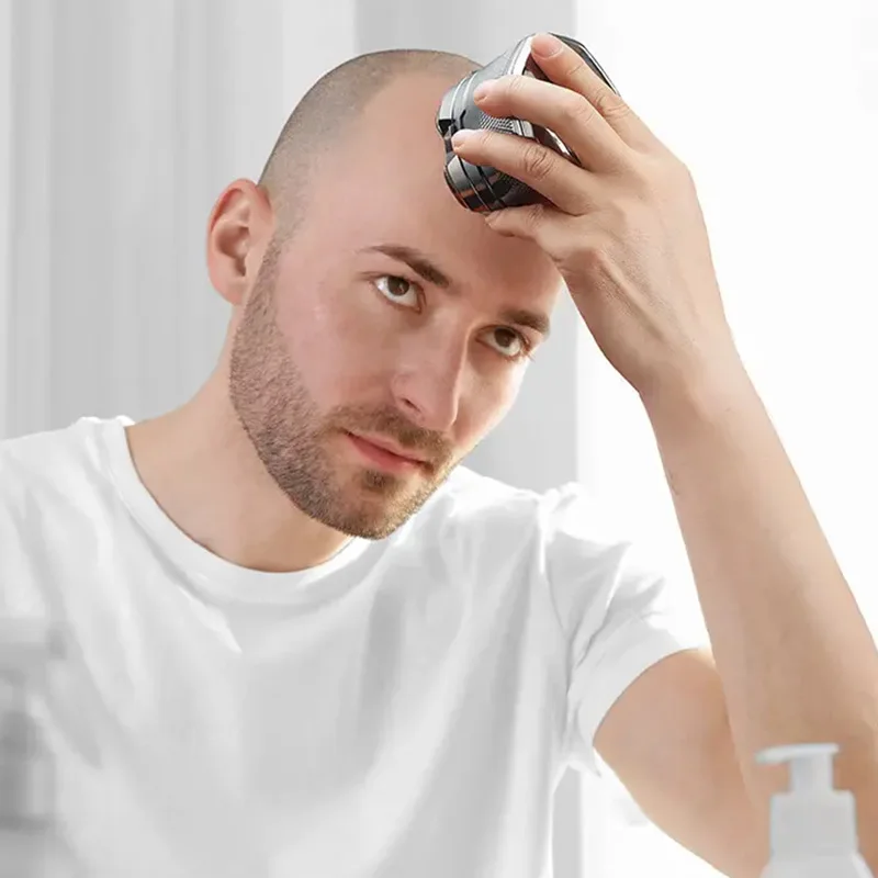 New Rechargeable Beard Trimmer Haircutter Six Rotary Blades Men's Razor LED Display 6D Head Bald Shaver