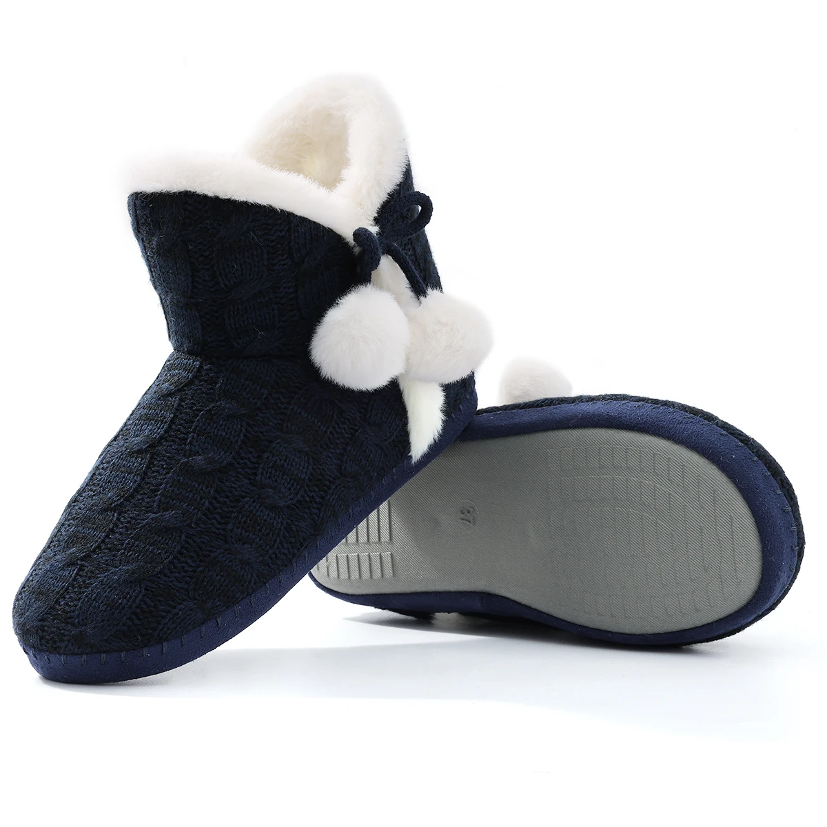 Litfun Winter Warm Plush Boots For Women Outdoor Soft Sole Non-slip Knit Furry Snow Boots Indoor Cozy Fur House Cotton Slippers