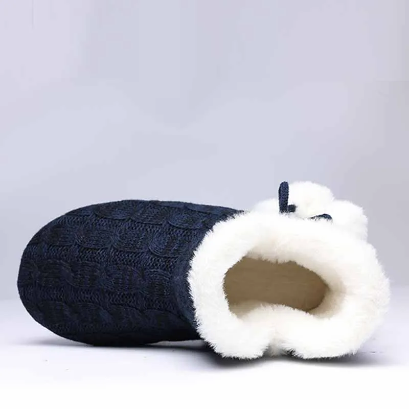 Litfun Winter Warm Plush Boots For Women Outdoor Soft Sole Non-slip Knit Furry Snow Boots Indoor Cozy Fur House Cotton Slippers