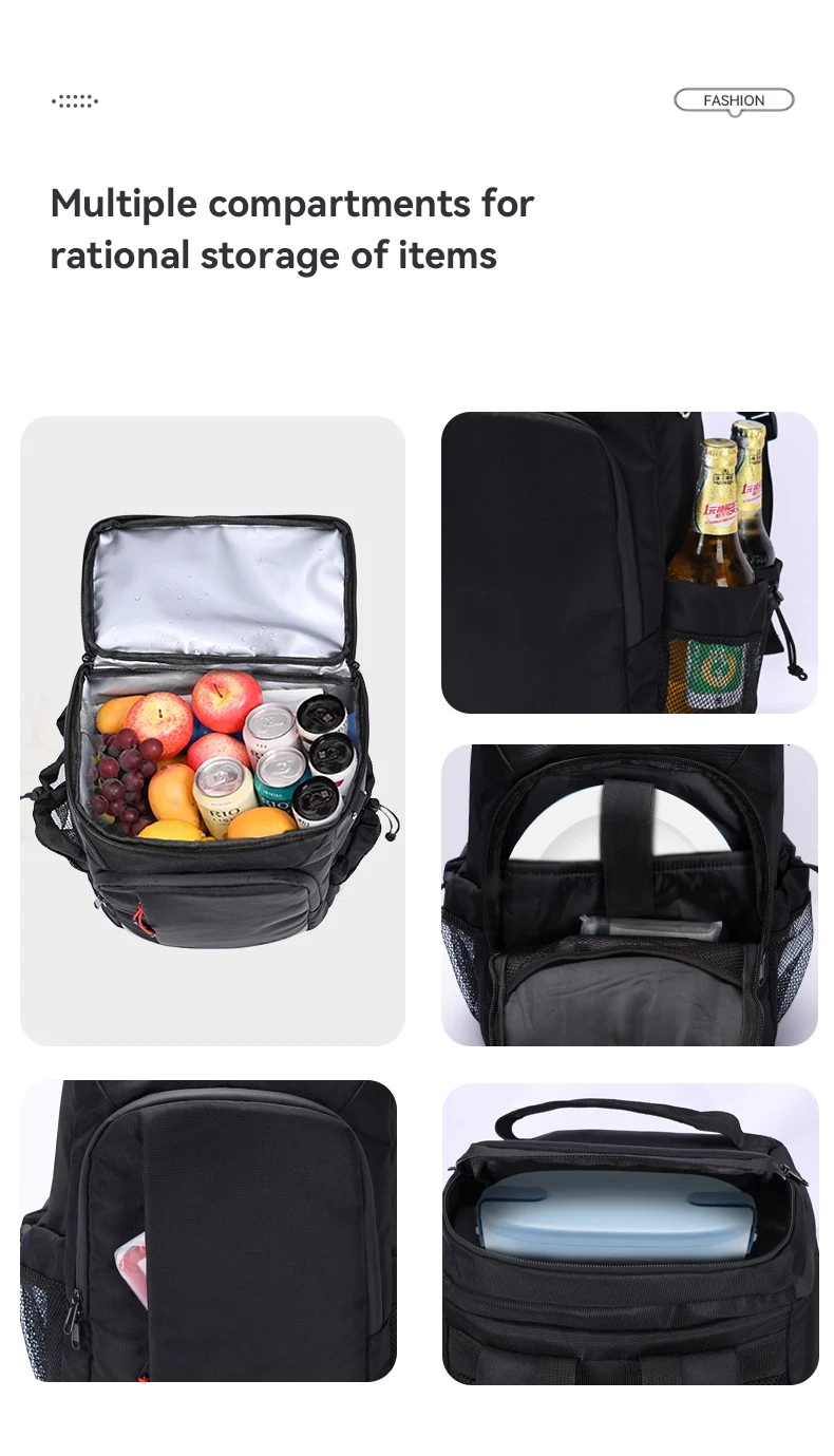 New Picnic Cooler Bag Large Capacity Camping Meal Hikking Thermal Backpack with Bottle Opener Leakproof Insulated Lunch Bag