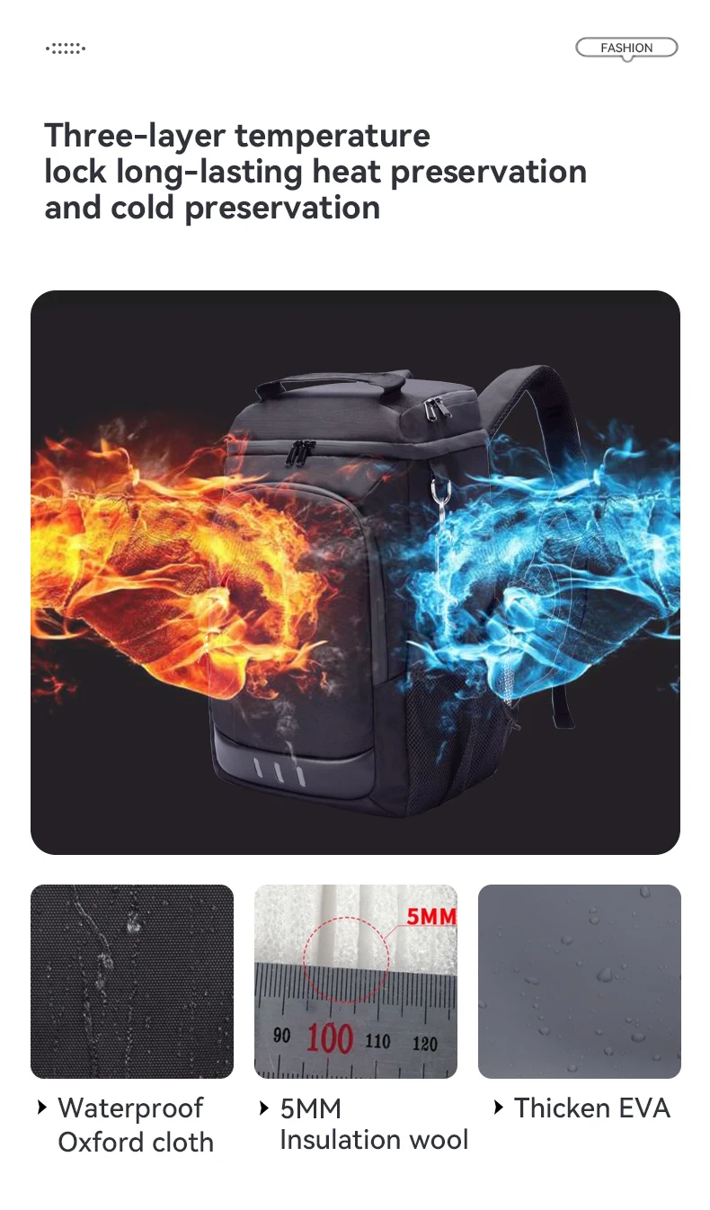 New Picnic Cooler Bag Large Capacity Camping Meal Hikking Thermal Backpack with Bottle Opener Leakproof Insulated Lunch Bag