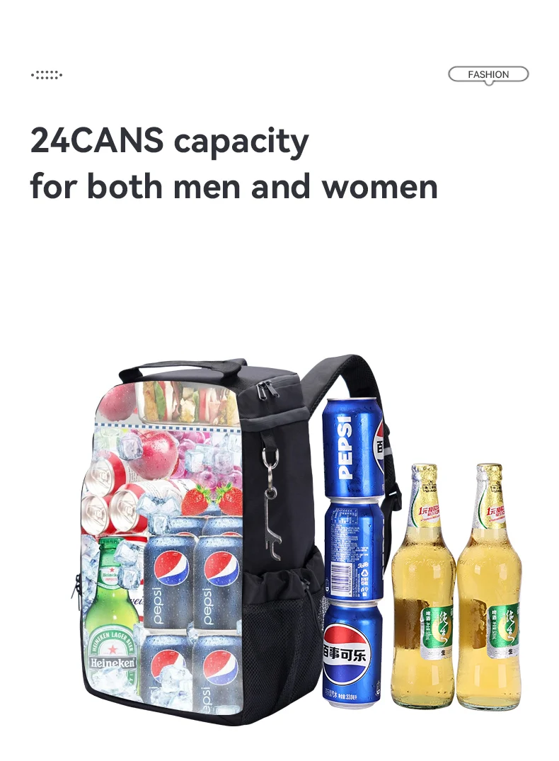 New Picnic Cooler Bag Large Capacity Camping Meal Hikking Thermal Backpack with Bottle Opener Leakproof Insulated Lunch Bag
