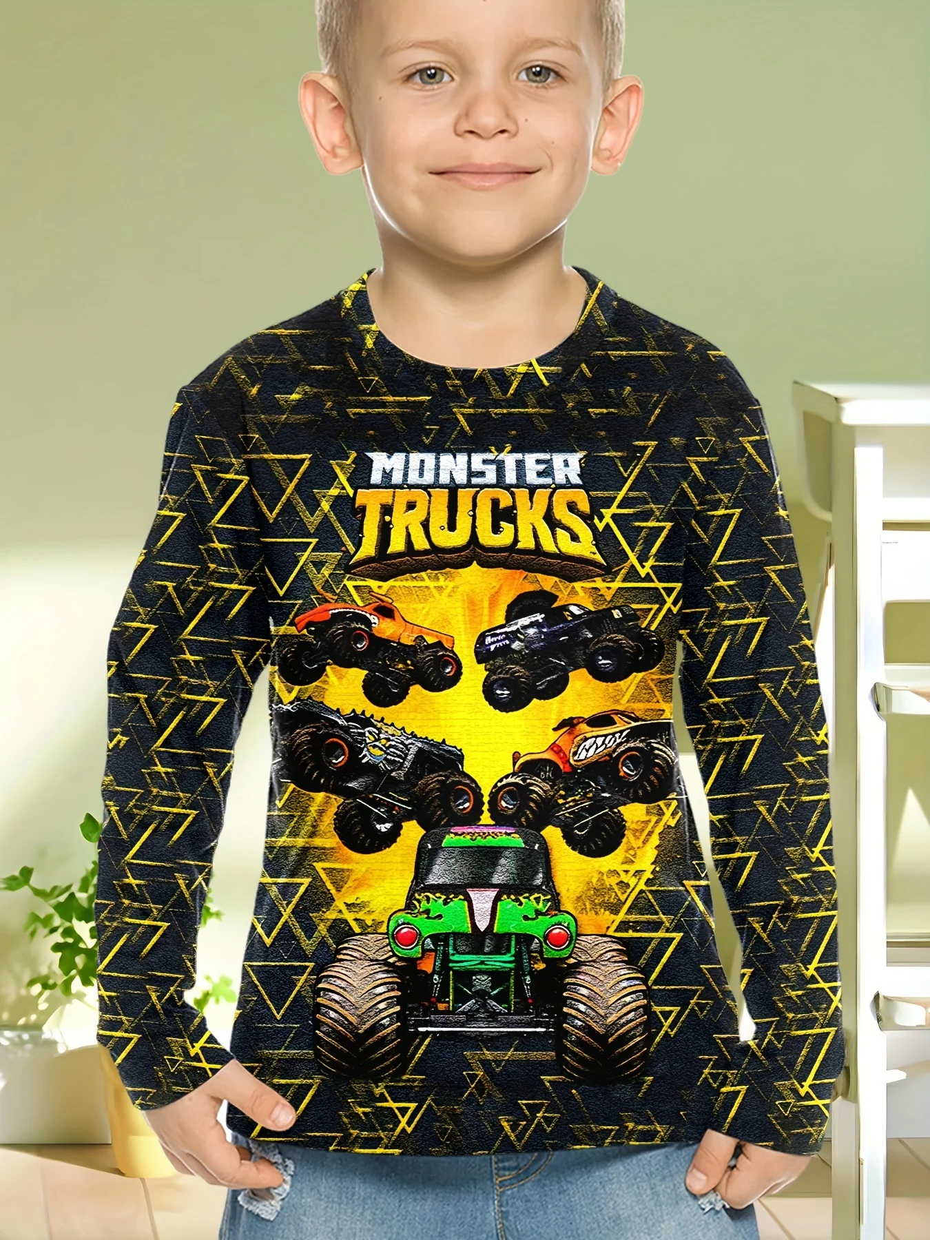 Children's Clothing Boys Tshirt Long Sleeve Cool Gamepad Pattern Print Kids Spring Fall Clothes Novelty Boy Clothes O-Neck Tops