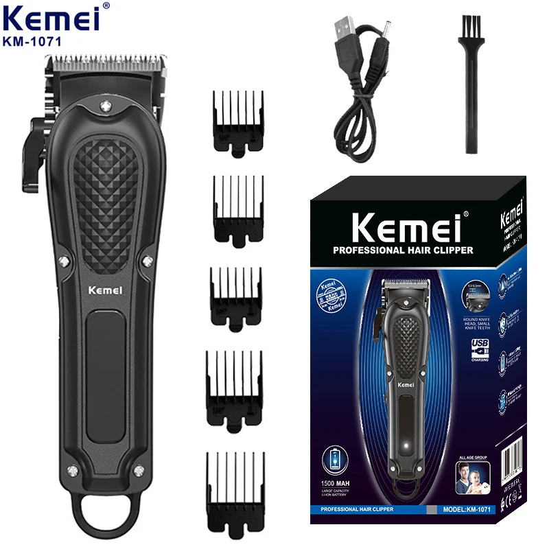Kemei cordless professional hair clipper beard hair trimmer for men electric beard hair cutting kit machine rechargeable lithium