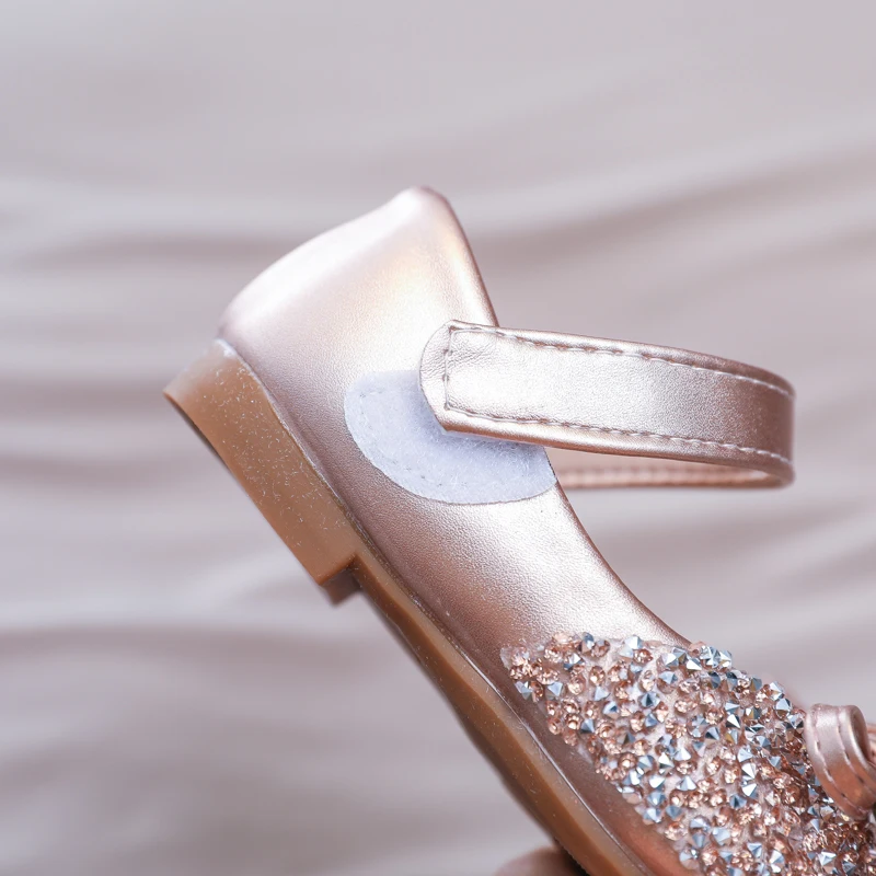 Chic Girl Shoes Rhinestone Chic Children's Leather Shoes Spring Autumn Bowknot Kids Fashion Princess Causal Party Flat Shoes