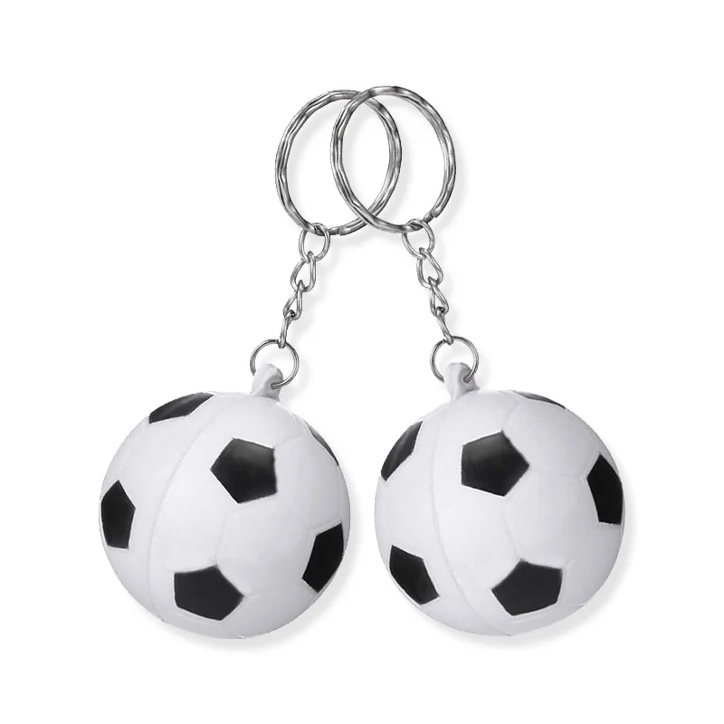 24 Pack White Soccer Keychains,Mini Soccer Stress Ball Keychains,Sports Ball Keychains,School Carnival Reward for Kids