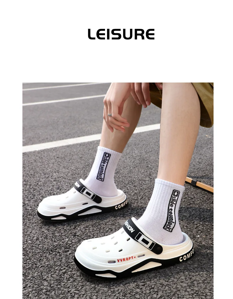 Fashion Clogs For Men EVA Light Hole Garden Shoes Outdoor Male Beach Sandals Home Bathroom Shoe Unisex Casual Slides