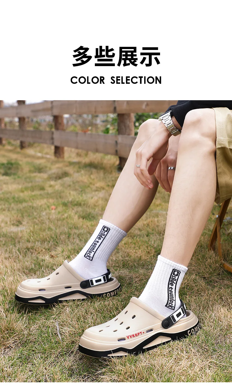 Fashion Clogs For Men EVA Light Hole Garden Shoes Outdoor Male Beach Sandals Home Bathroom Shoe Unisex Casual Slides