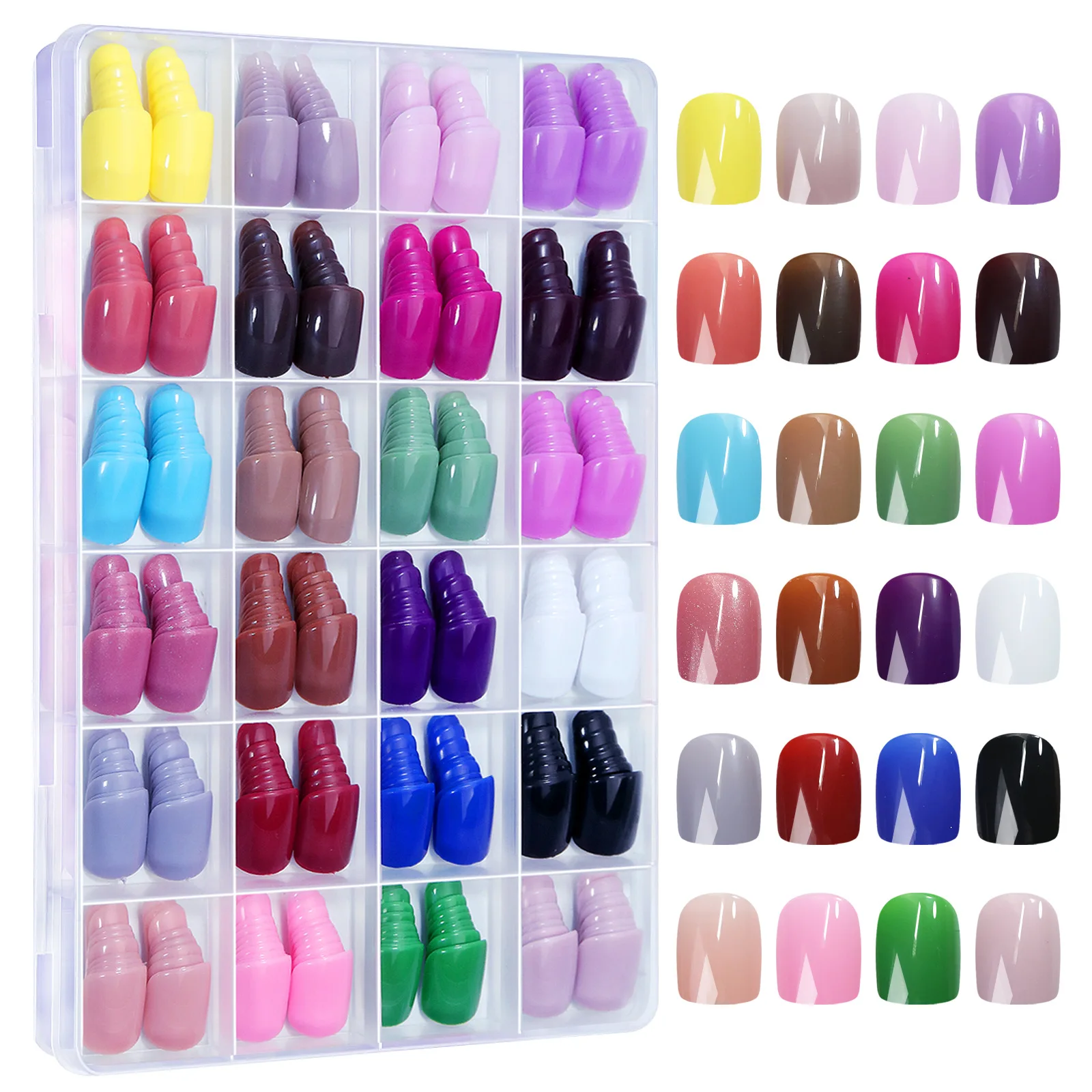 576Pc False Nail Press On Acylic Nails Extension Square Ballet Almond Full Cover Soft Gel Tips Extension DIY Manicure Kits Tools