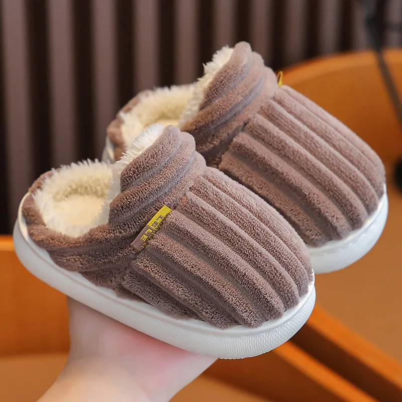 Smile Pop Winter Children's Cotton Slippers For Boys And Girls Non-slip Warm Slippers Children's Plush Home Baby Cotton Slippers