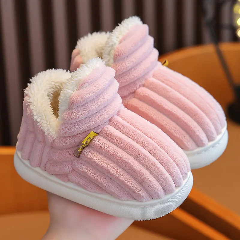 Smile Pop Winter Children's Cotton Slippers For Boys And Girls Non-slip Warm Slippers Children's Plush Home Baby Cotton Slippers
