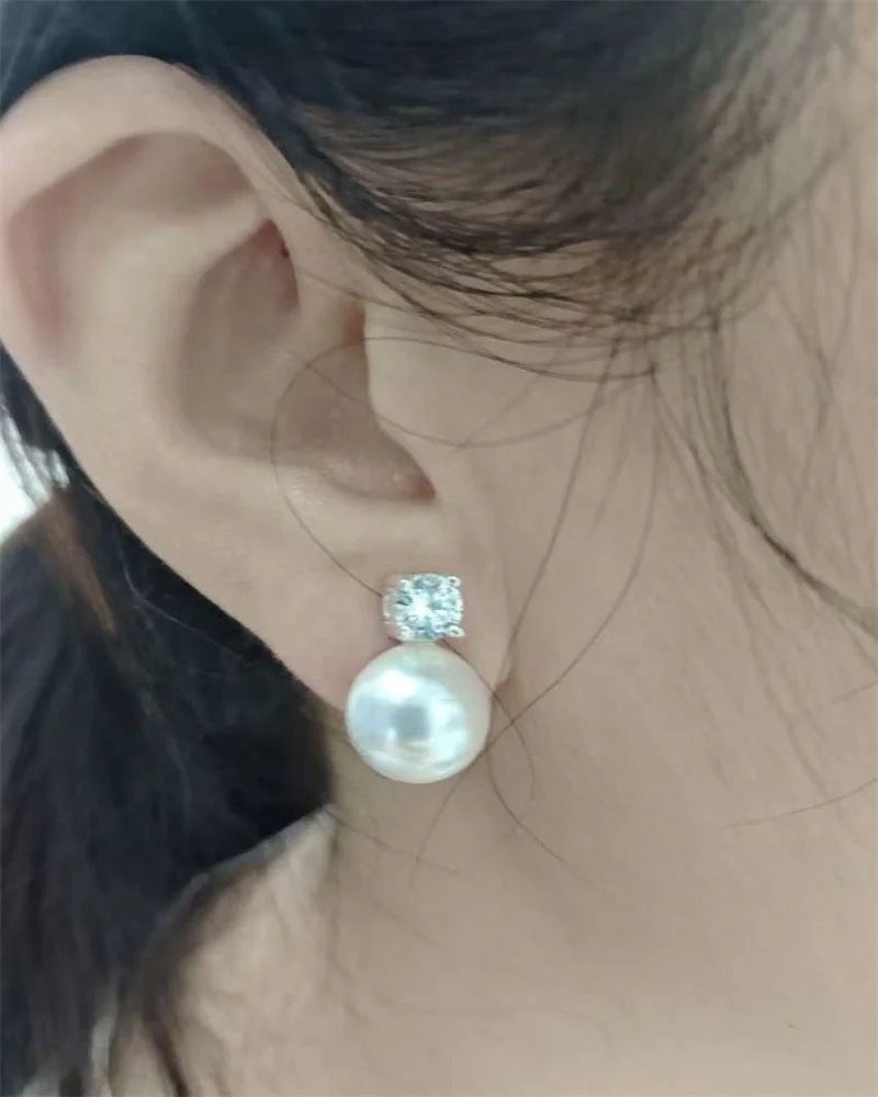 Senlissi-New Fashion 6A Lofty 8-12mm Freshwater Pearl Stud 18k Earrings for Women S925 Sterling Silver Jewelry Girlfriend Gifts