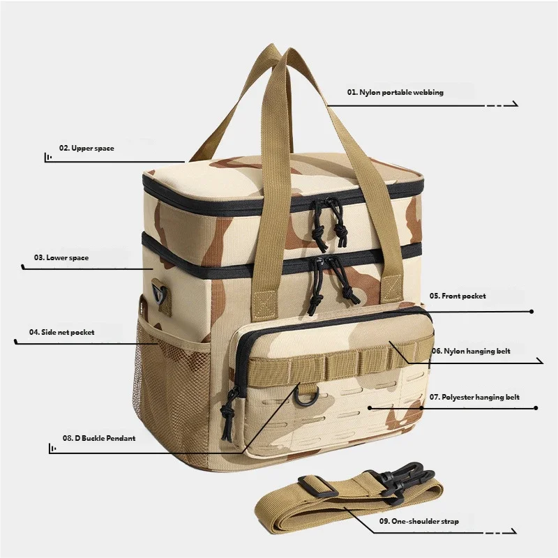 1pc Insulated Backpack Cooler Large Capacity Oxford Cloth Backpack Outdoor Travel Beer Bag Waterproof PEVA Lined Ice Bag