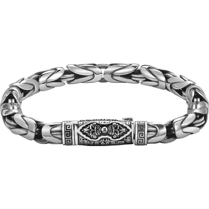 HX New Silver Color 5mm Handmade Retro Men's Safe Braided Bracelet Tide Hip Hop Niche Jewelry Accessories