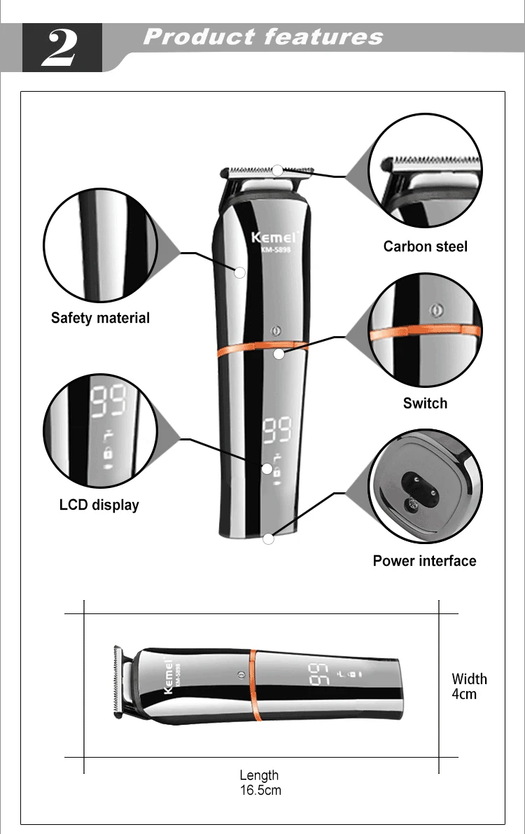 Kemei KM-5898 Wholesale 11 IN 1 Grooming Kit for Hair Salon mens washable and rechargeable hair trimmer