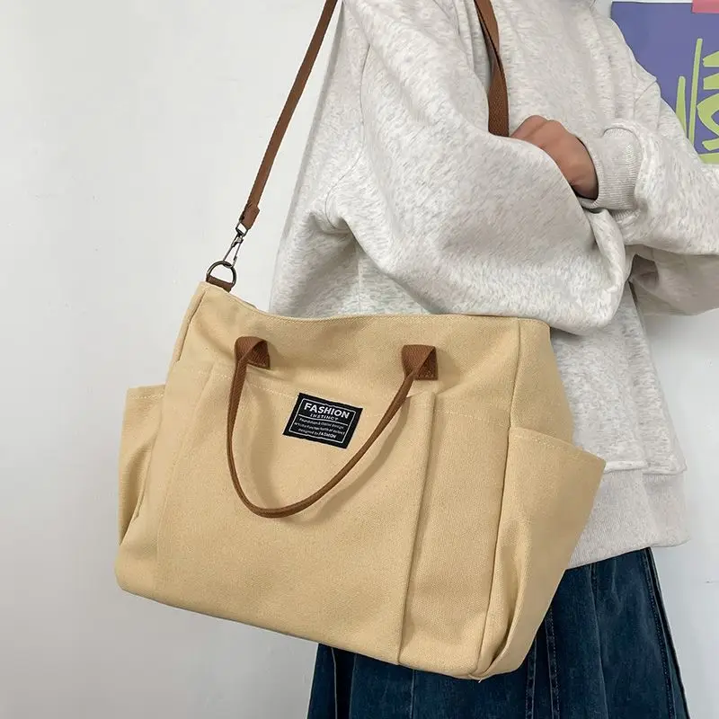 Large Canvas Tote Bag for Women, Minimalist Work Bag - Extra Wide Commuting Shopper, Durable Crossbody Shoulder Bag for School,