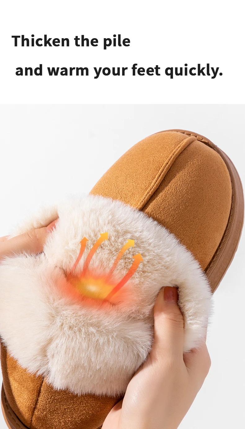 High Quality of Women's Fashion Snow Boots Fluffy Plush Faux Fur Soft Slippers Winter Indoor Comfortable Home Men's Shoes