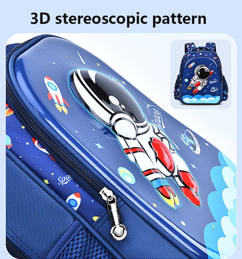 Children's Shoulder Bag Kid Backpack Cartoon 3D Stereoscopic Astronaut Little Boy Dream Schoolbag Waterproof Elementary School