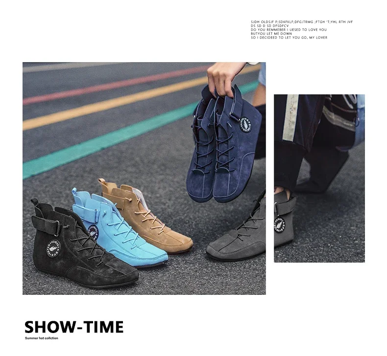 YRZL Men's High Top Casual Artificial Leather Shoes Lightweight Anti-Slip Soft Soles Comfortable Walking Fashion Shoes for Men
