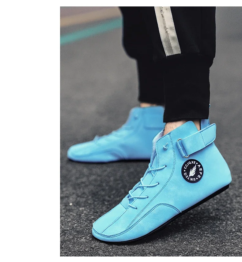 YRZL Men's High Top Casual Artificial Leather Shoes Lightweight Anti-Slip Soft Soles Comfortable Walking Fashion Shoes for Men