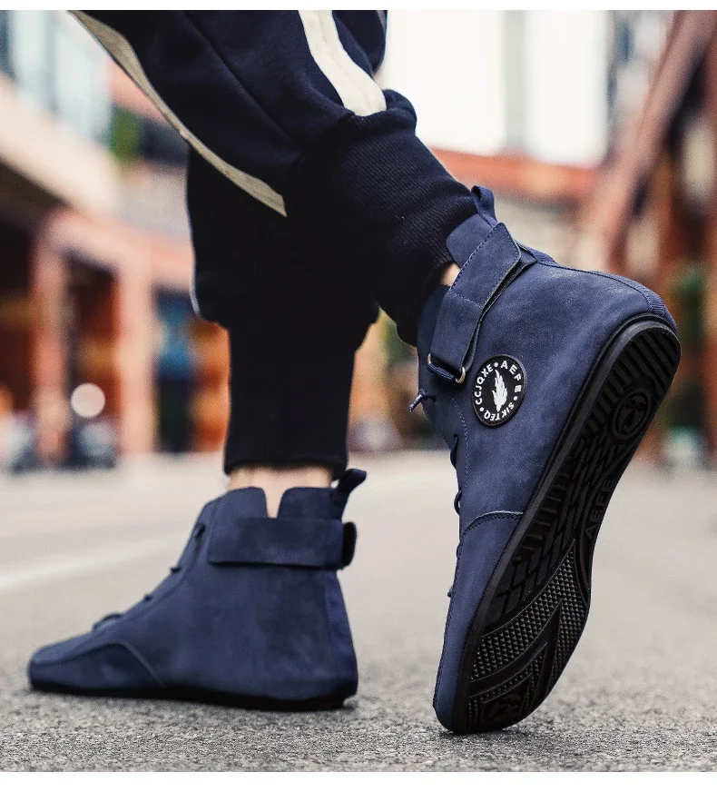 YRZL Men's High Top Casual Artificial Leather Shoes Lightweight Anti-Slip Soft Soles Comfortable Walking Fashion Shoes for Men