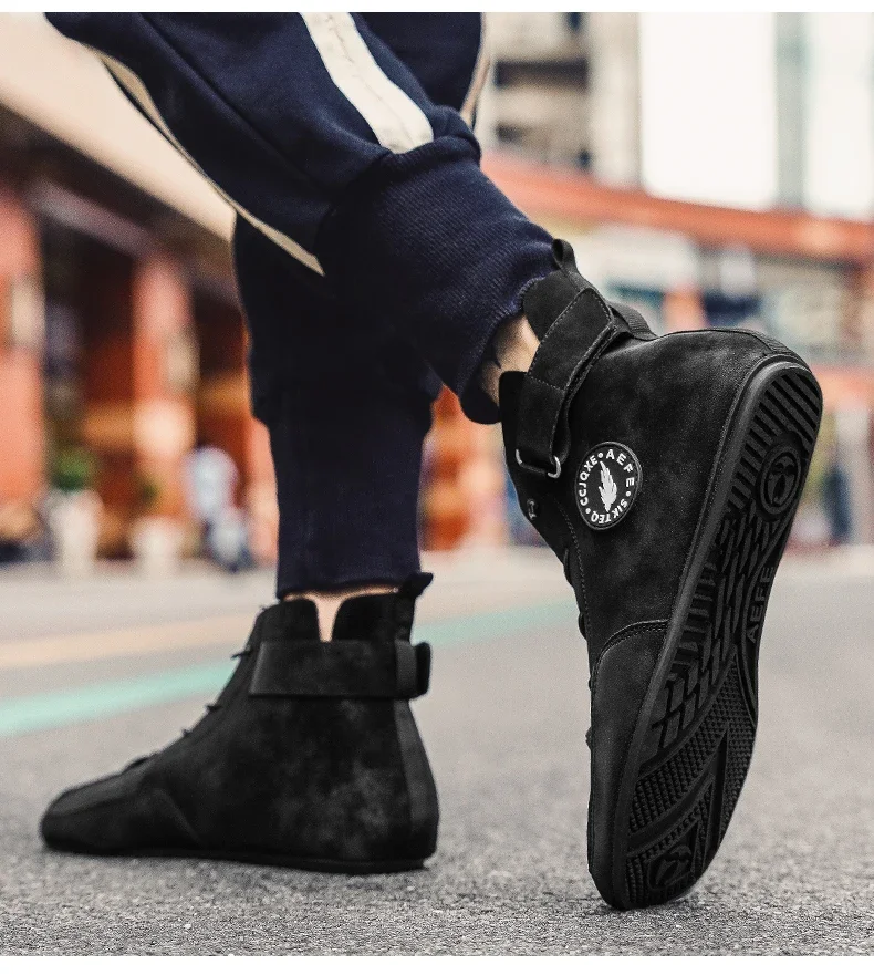 YRZL Men's High Top Casual Artificial Leather Shoes Lightweight Anti-Slip Soft Soles Comfortable Walking Fashion Shoes for Men
