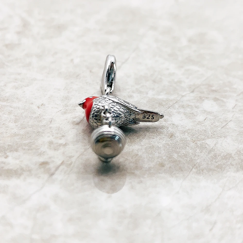 Red Robin Bird Dangle Charm For Women 925 Sterling Silver Cute Brand New Gift