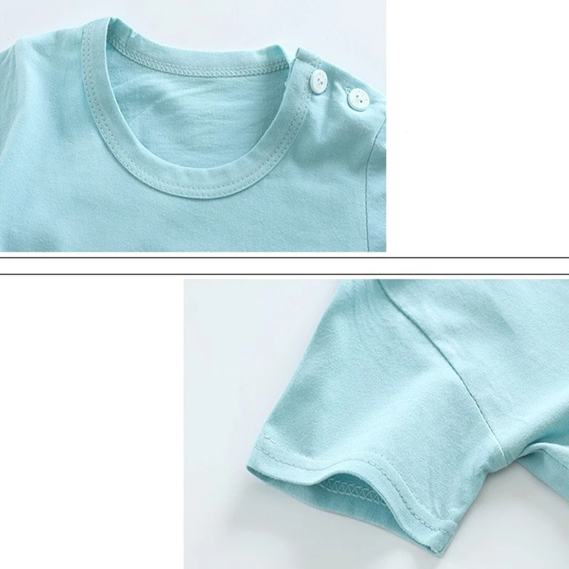 T-Shirt+Shorts 2-Piece Set Cotton Pajama Cartoon Bear Dinosaur Kid Baby Boys Girls Summer Casual Tracksuit Clothes Sut 1-4 Years