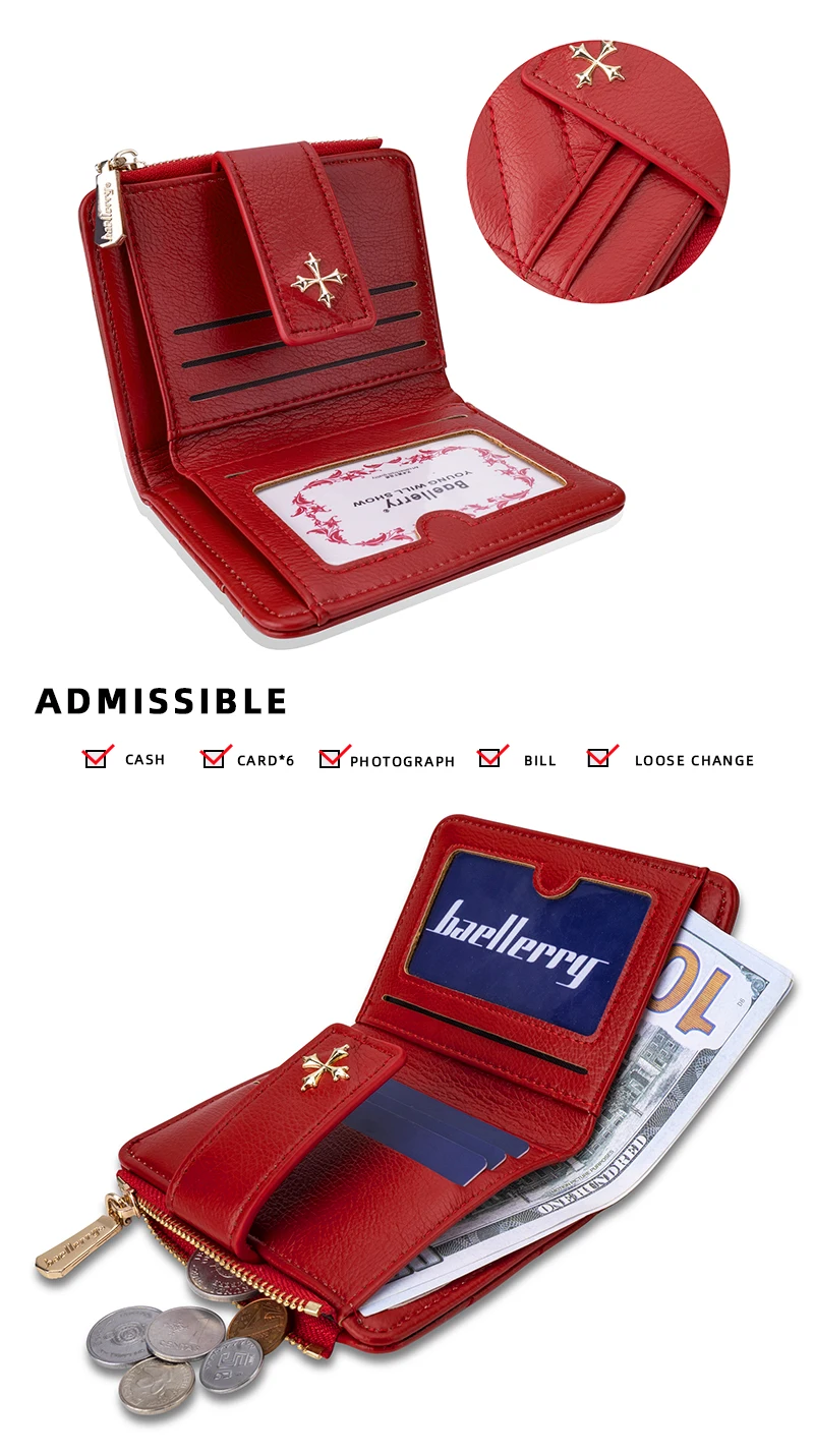 Baellerry New Short Simple Women Wallet High Quality Card Holder Buckle Zipper Coin Pocket Female Wallet Small Women's Card Bag