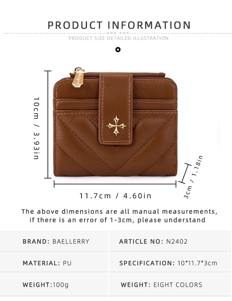 Baellerry New Short Simple Women Wallet High Quality Card Holder Buckle Zipper Coin Pocket Female Wallet Small Women's Card Bag