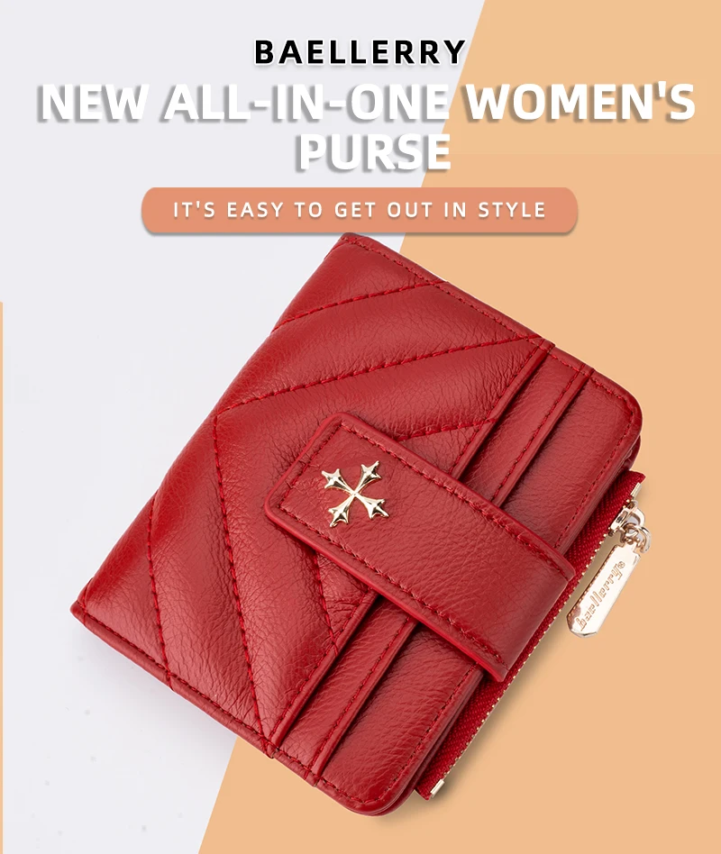 Baellerry New Short Simple Women Wallet High Quality Card Holder Buckle Zipper Coin Pocket Female Wallet Small Women's Card Bag
