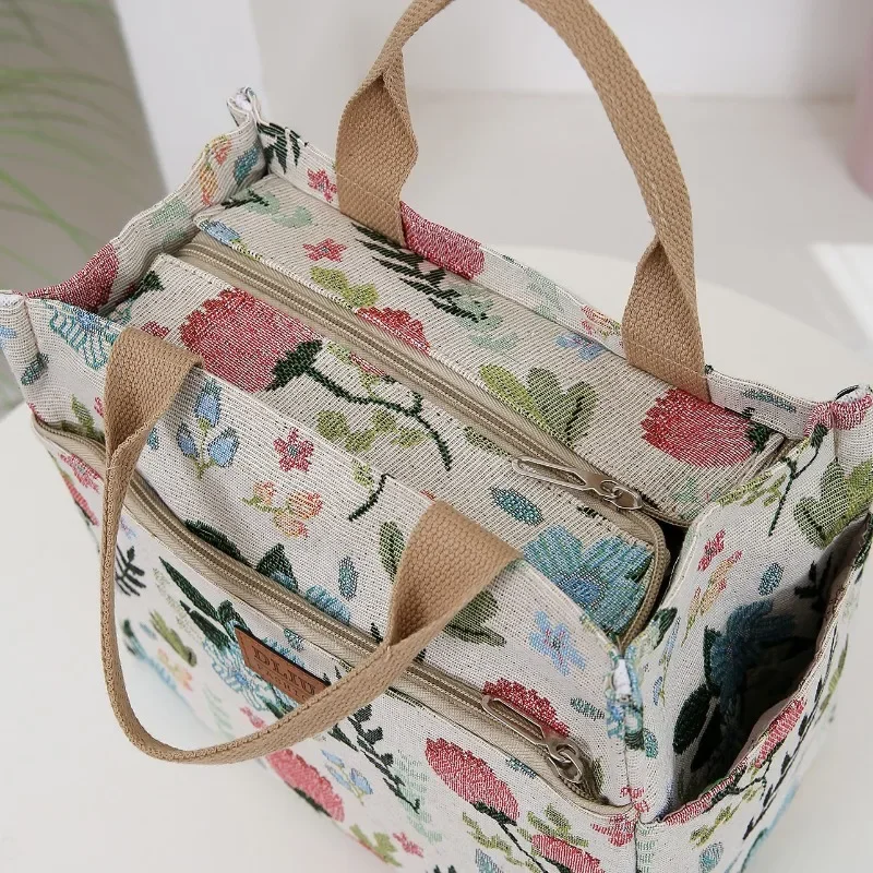 New Arrival Thick Knitted Jacquard Lunch Bag with Large Capacity, Featuring Aluminum Foil Insulation Layer and Zipper Closure