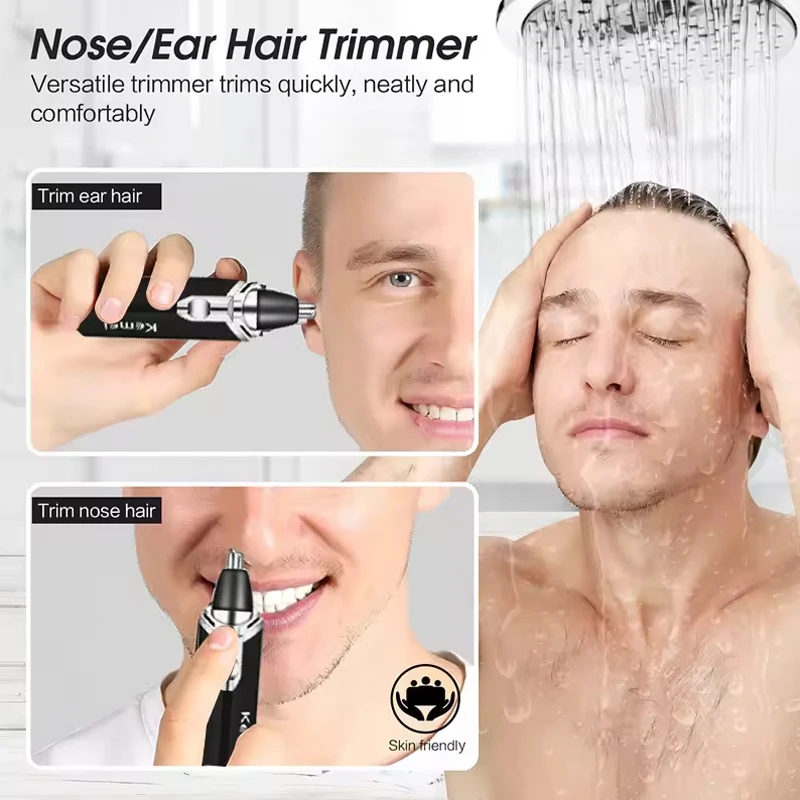 Kemei Nose Hair Trimmer Mens Beard Trimer Eyebrow Nose Trimmer for Nose and Ear Cleaner Professional Hair Removal Machine