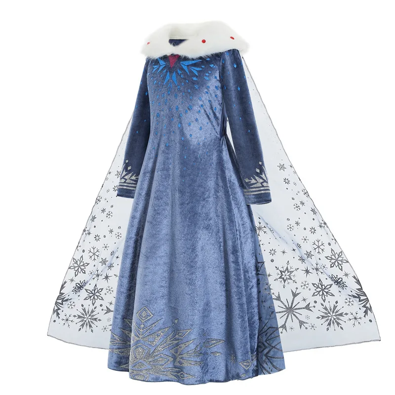 Elsa Dress for Girl Princess Birthday Party Winter Costume Kids Cosplay Frozen Evening Long Sleeve Clothes Snow Queen