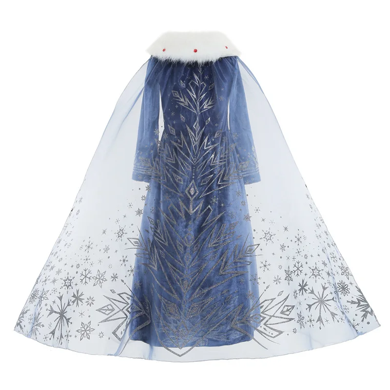 Elsa Dress for Girl Princess Birthday Party Winter Costume Kids Cosplay Frozen Evening Long Sleeve Clothes Snow Queen