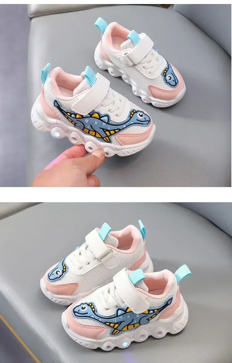 Kids Fashion Sneakers Breathable Soft Sole Sports Sneakers for Running Thick Bottom Shoes Velcro Shoes Children PU Leather Shoes