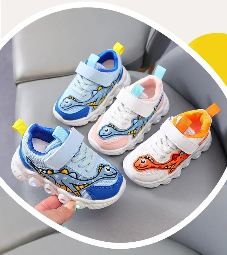 Kids Fashion Sneakers Breathable Soft Sole Sports Sneakers for Running Thick Bottom Shoes Velcro Shoes Children PU Leather Shoes