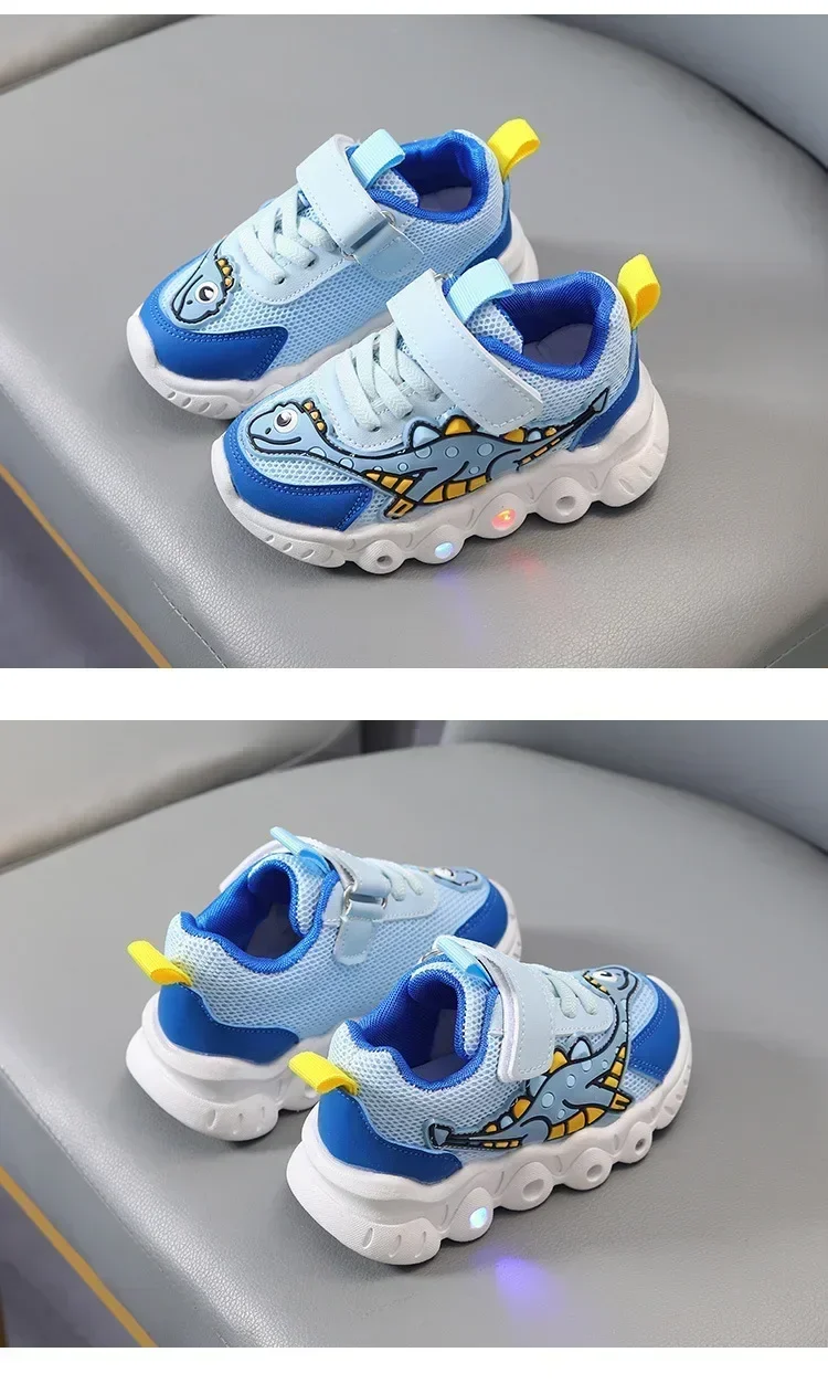 Kids Fashion Sneakers Breathable Soft Sole Sports Sneakers for Running Thick Bottom Shoes Velcro Shoes Children PU Leather Shoes