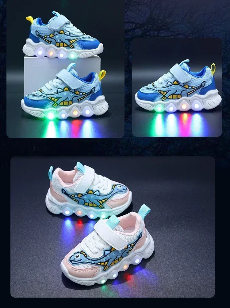 Kids Fashion Sneakers Breathable Soft Sole Sports Sneakers for Running Thick Bottom Shoes Velcro Shoes Children PU Leather Shoes