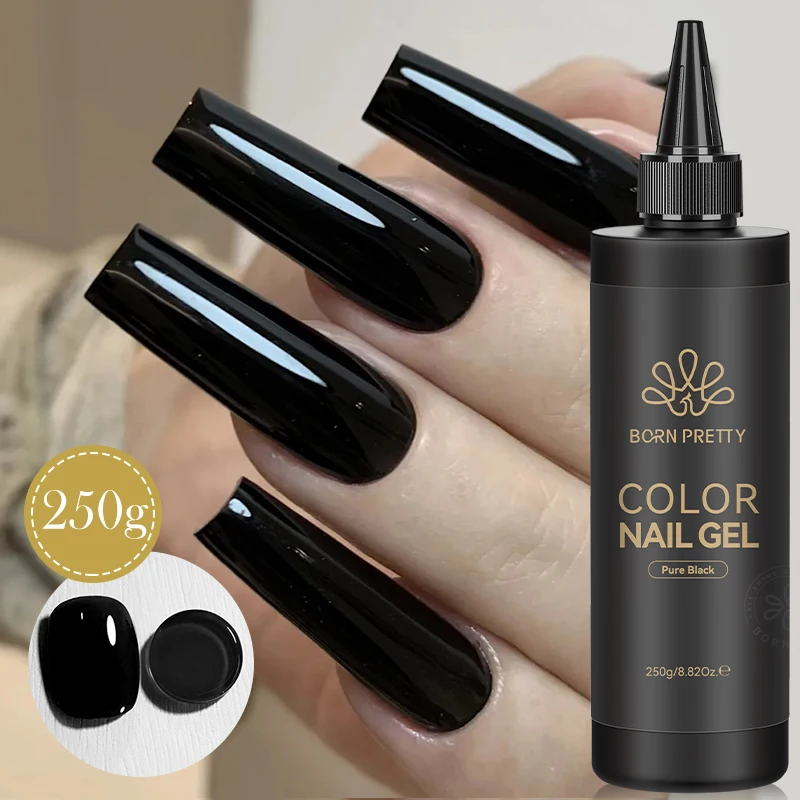 BORN PRETTY 250g Pure Black White Gel Nail Polish Semi Permanent Varnish Soak Off UV LED Nails Manicure