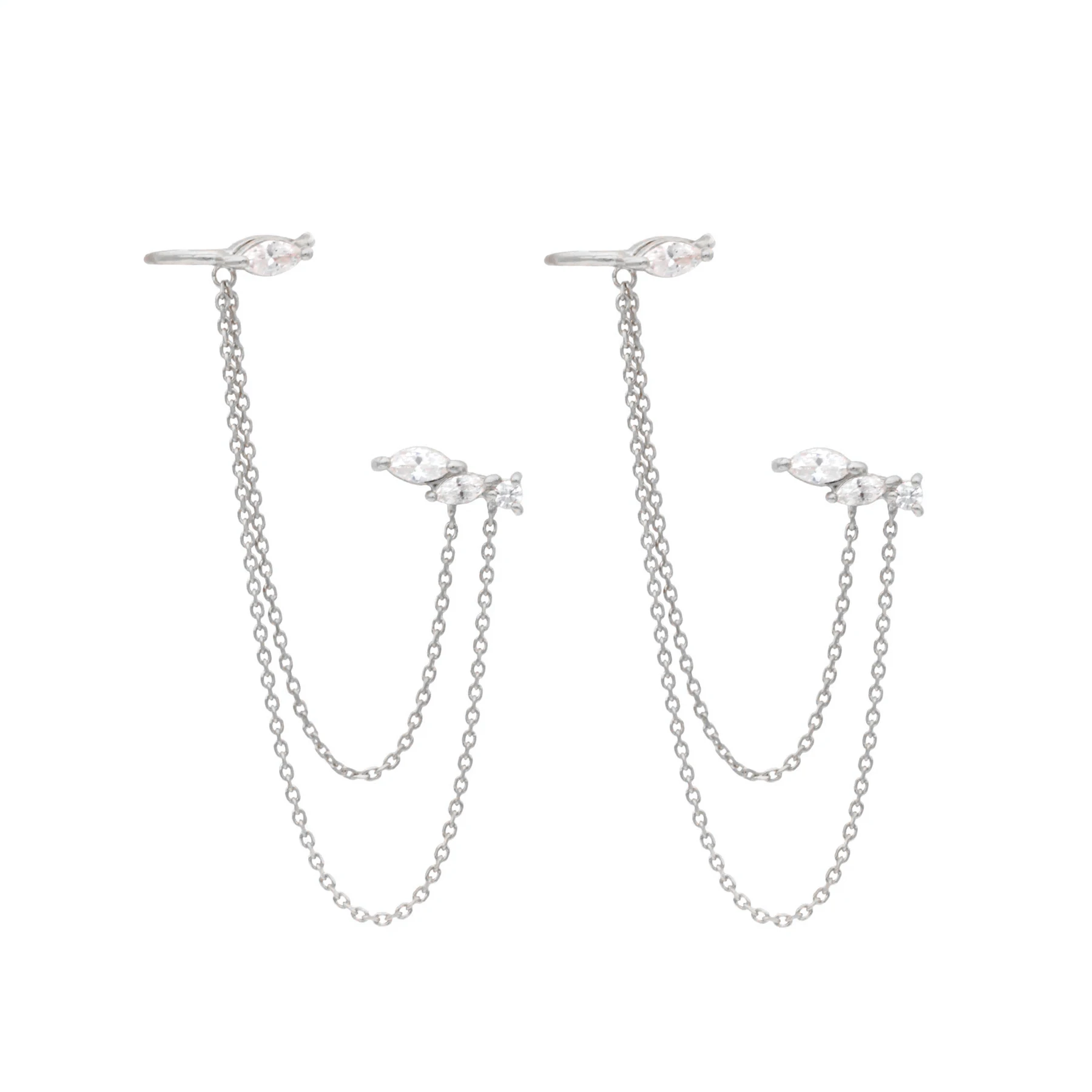 Crmya Chain Earrings for Women Gold-plated Zirconia Hoop Stud Dangle Earring Women Vacation and Party Jewelry Accessories