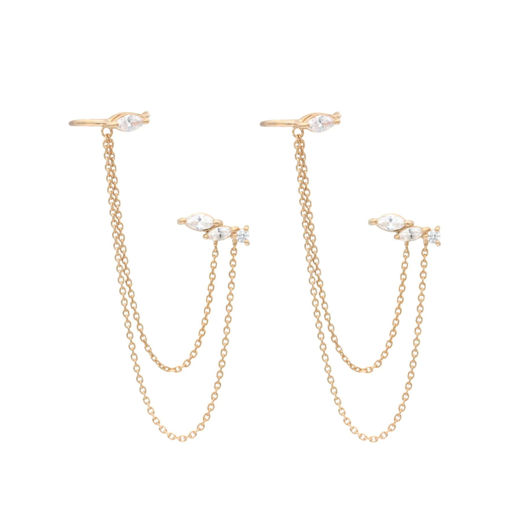 Crmya Chain Earrings for Women Gold-plated Zirconia Hoop Stud Dangle Earring Women Vacation and Party Jewelry Accessories