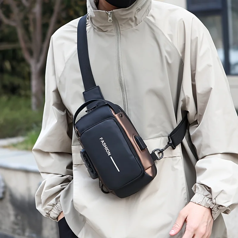 Stylish Men's Sling Bag - Durable Oxford Fabric, Crossbody Chest Pack with Phone Pocket, Zip Closure for Daily Commute