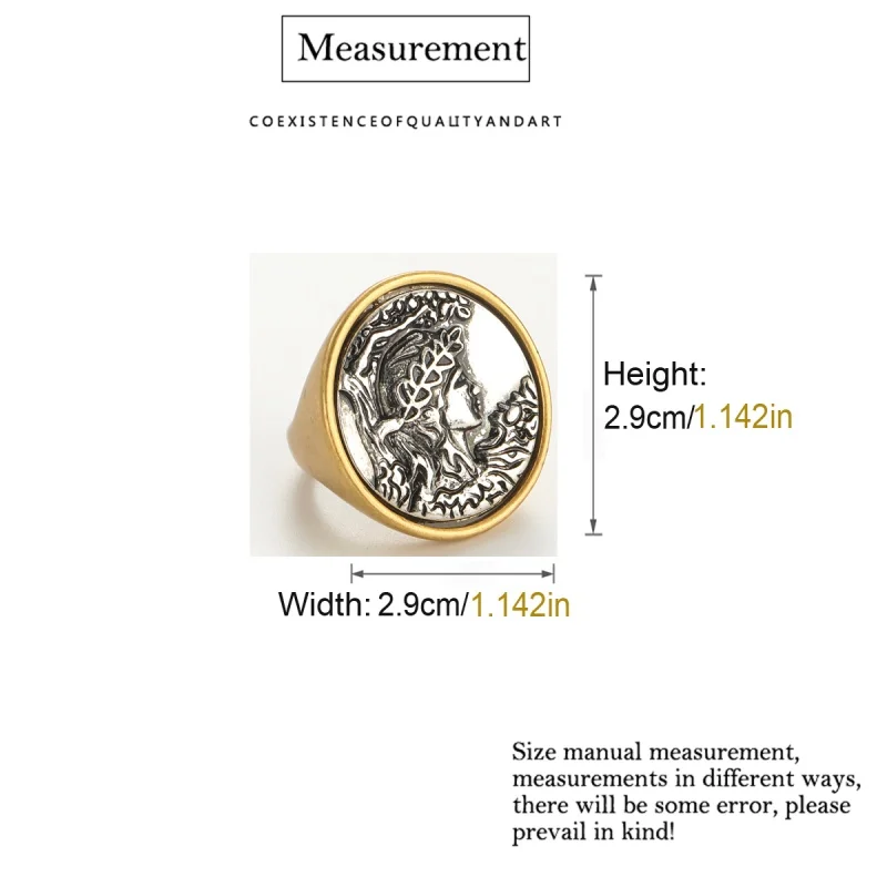 Vintage Beauty Portrait Antique Coin Engagement Ring For Woman Gold Color Accessories Luxury Dubai Indian Jewelry 2025 Trend
