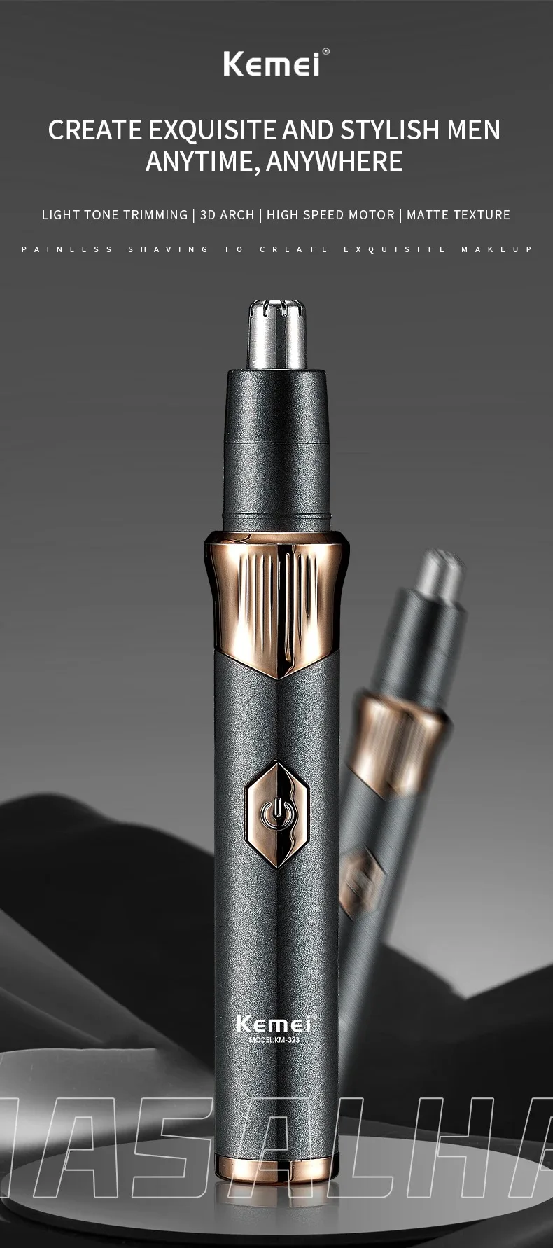 Kemei Rechargeable Electric Ear and Nose Hair Trimmer Professional Painless Eyebrow Trimmer for Men and Women TYPE-C Fast Charge