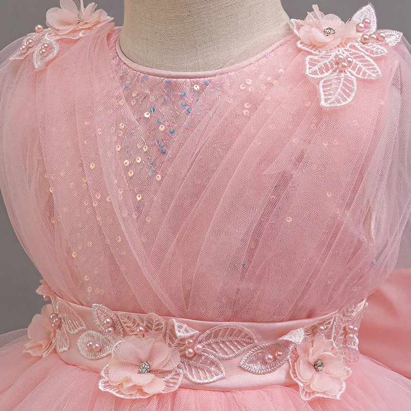 3-10 Years Teenagers Girls Dress Sequins Sleeveless Kids Wedding Dresses Birthday Party Performance Costumes For Girl