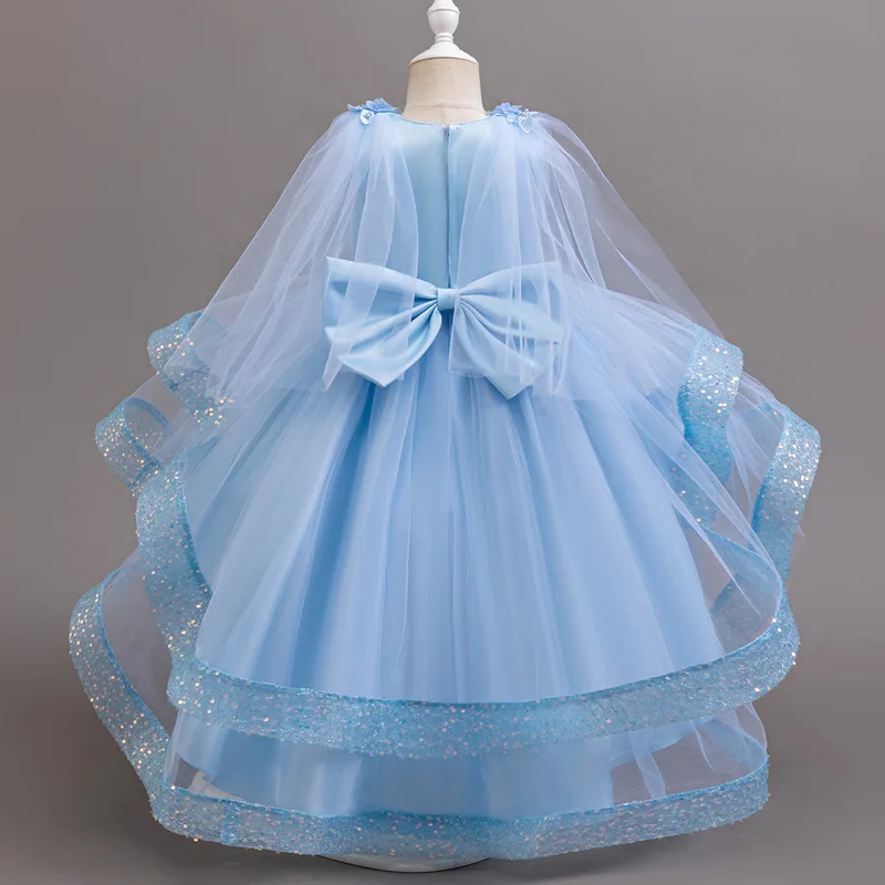 3-10 Years Teenagers Girls Dress Sequins Sleeveless Kids Wedding Dresses Birthday Party Performance Costumes For Girl